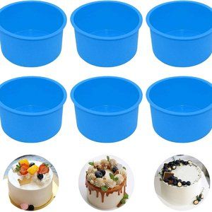 6 Blue silicone baking cake round molds